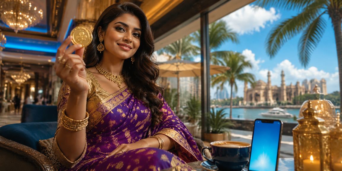 Mobile payment and casino blue gold theme in India